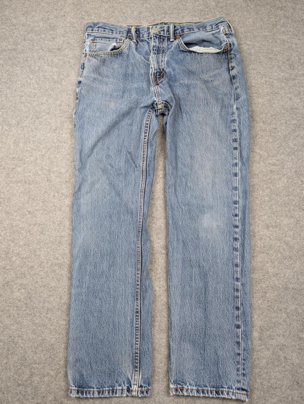 Levis 505 Jeans Mens 36x32 Blue Light Wash Regular Straight Denim Pants
